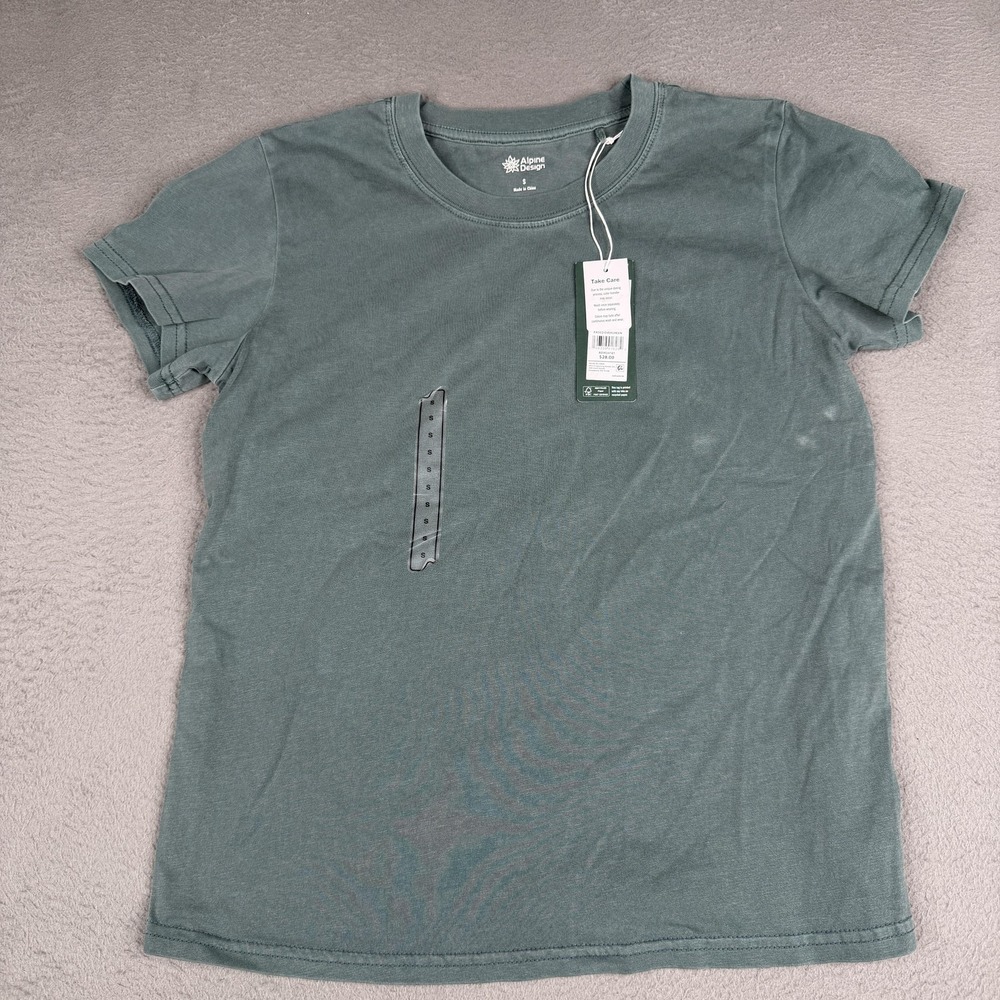 Alpine Design Hike SS‎ Shirt Womens Small Green Faded Evergreen Organic Cotton